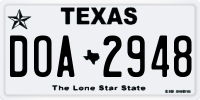 TX license plate DOA2948