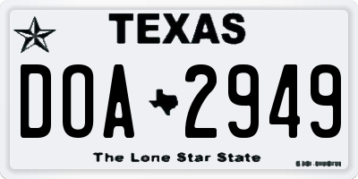 TX license plate DOA2949