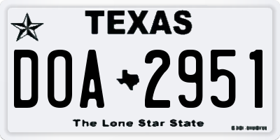 TX license plate DOA2951