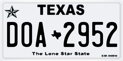 TX license plate DOA2952