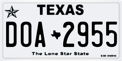 TX license plate DOA2955