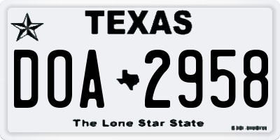 TX license plate DOA2958
