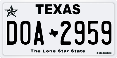 TX license plate DOA2959