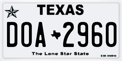 TX license plate DOA2960