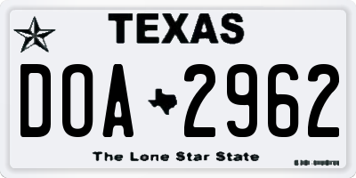 TX license plate DOA2962