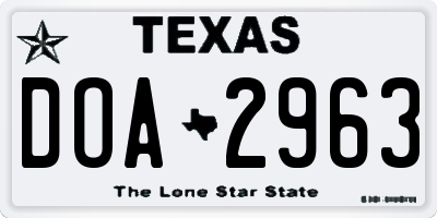 TX license plate DOA2963