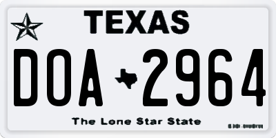 TX license plate DOA2964