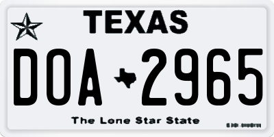 TX license plate DOA2965