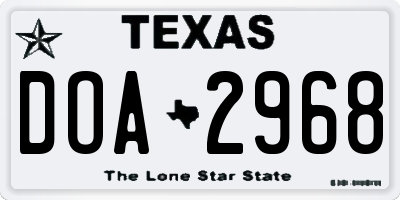 TX license plate DOA2968