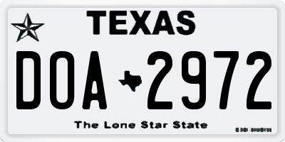 TX license plate DOA2972
