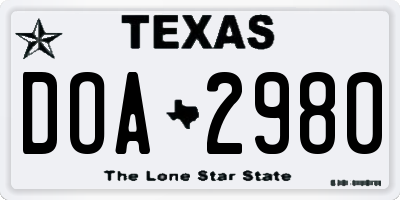 TX license plate DOA2980