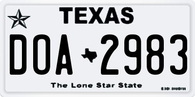 TX license plate DOA2983