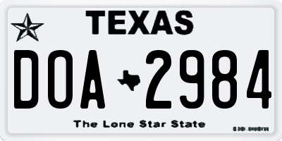 TX license plate DOA2984