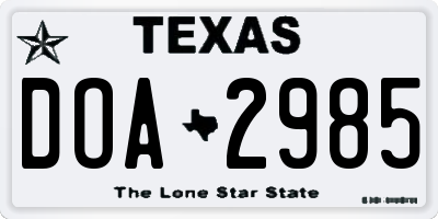 TX license plate DOA2985