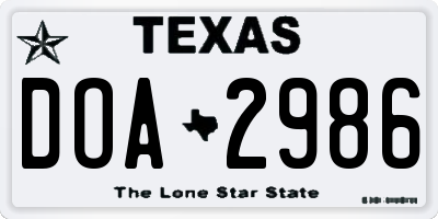 TX license plate DOA2986