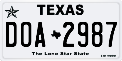 TX license plate DOA2987