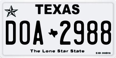 TX license plate DOA2988