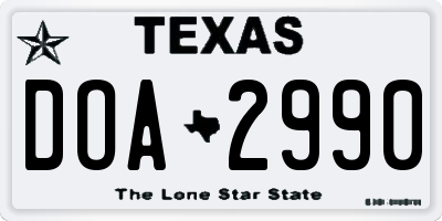 TX license plate DOA2990