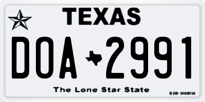 TX license plate DOA2991