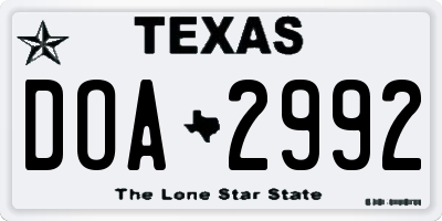 TX license plate DOA2992
