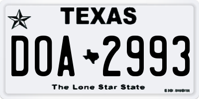 TX license plate DOA2993