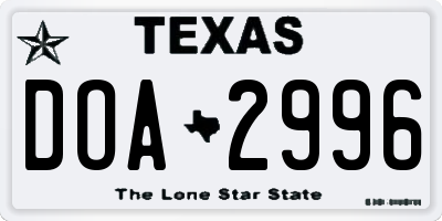 TX license plate DOA2996