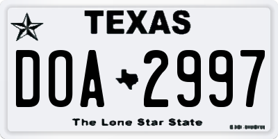 TX license plate DOA2997