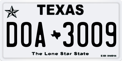 TX license plate DOA3009