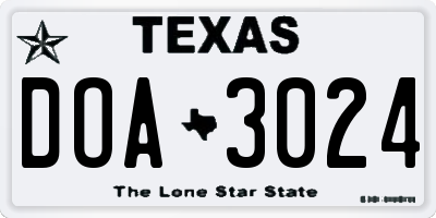 TX license plate DOA3024