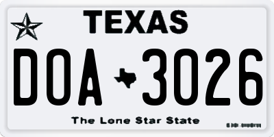 TX license plate DOA3026