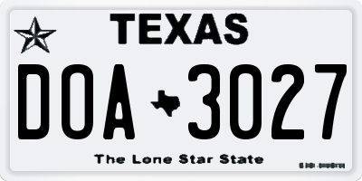 TX license plate DOA3027