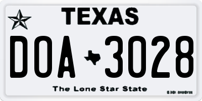 TX license plate DOA3028
