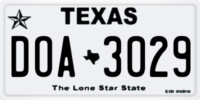 TX license plate DOA3029