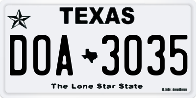 TX license plate DOA3035