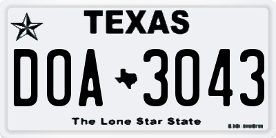TX license plate DOA3043