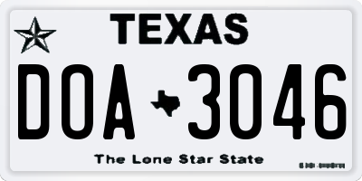 TX license plate DOA3046