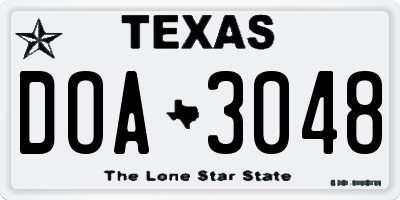 TX license plate DOA3048