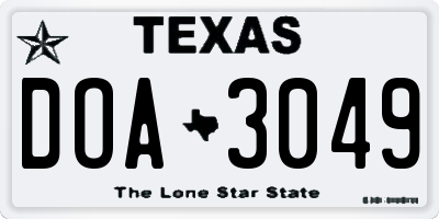 TX license plate DOA3049