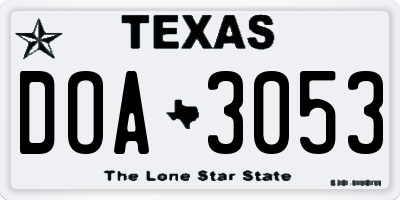 TX license plate DOA3053