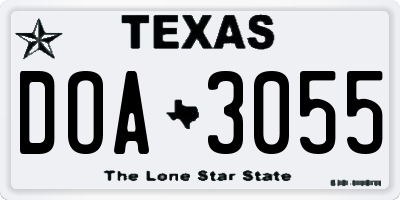 TX license plate DOA3055