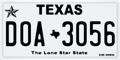 TX license plate DOA3056