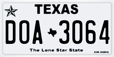 TX license plate DOA3064