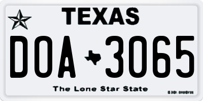 TX license plate DOA3065