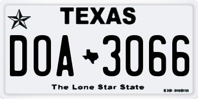 TX license plate DOA3066