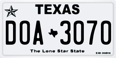 TX license plate DOA3070