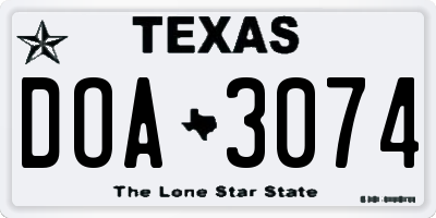 TX license plate DOA3074