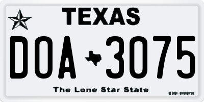 TX license plate DOA3075