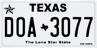 TX license plate DOA3077
