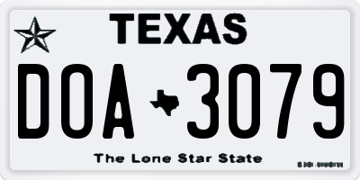 TX license plate DOA3079