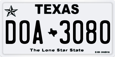 TX license plate DOA3080